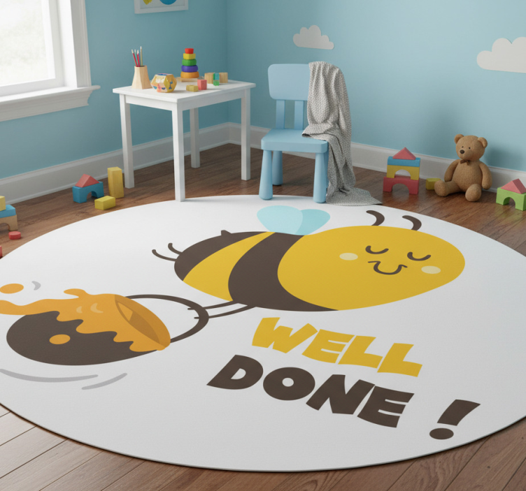 Kids vinyl rug busy bee accomplished - TenStickers