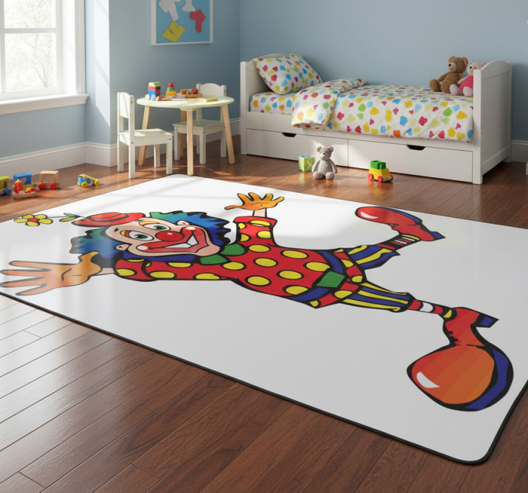 Kids vinyl rug dancing colorful clown design - TenStickers