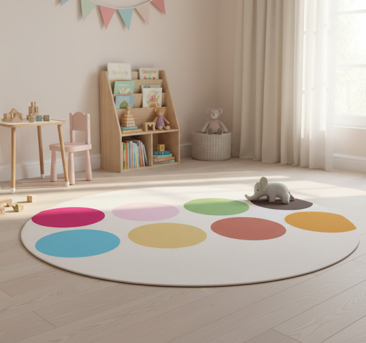 Kids vinyl rug colorful circle stickers - TenStickers