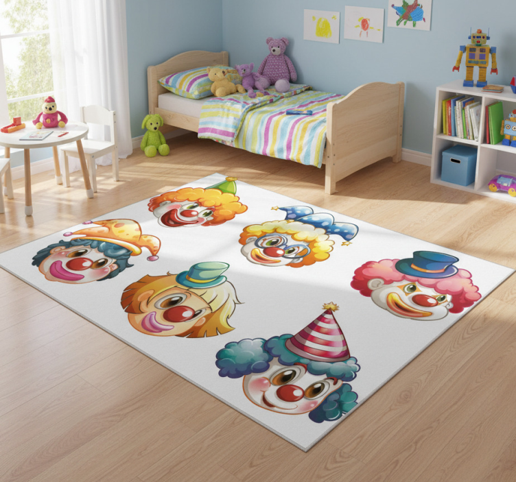 Kids vinyl rug colorful clown faces - TenStickers