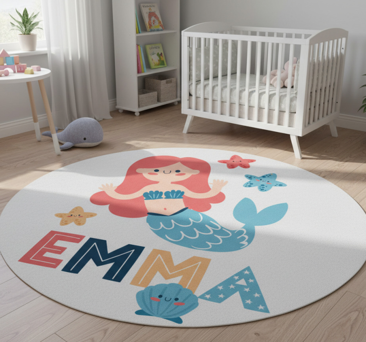 Kids vinyl rug colorful mermaid personalized - TenStickers