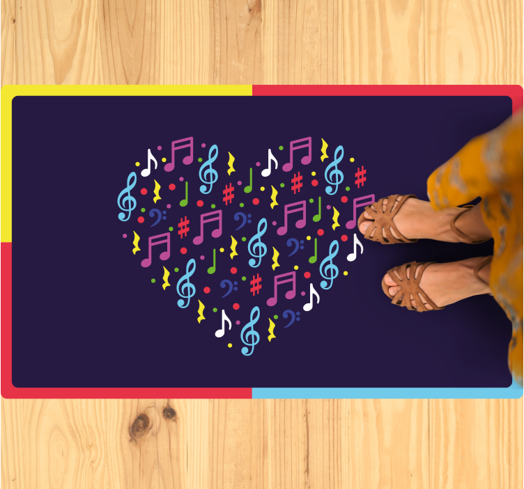 Kids vinyl rug colorful music heart design - TenStickers