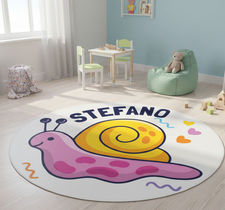 Kids vinyl rug colorful snail personalized - TenStickers