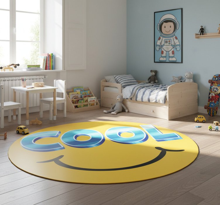 Kids vinyl rug cool smiley skateboard design - TenStickers