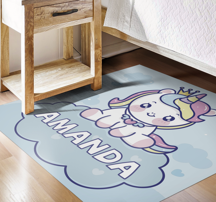 Kids vinyl rug custom baby unicorn - TenStickers