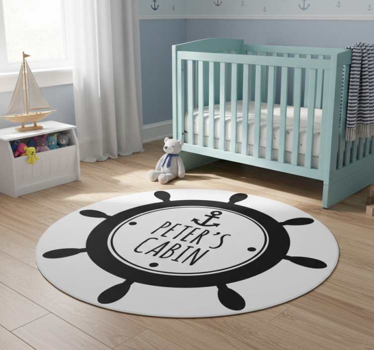 Kids vinyl rug with personalized rudder design - TenStickers