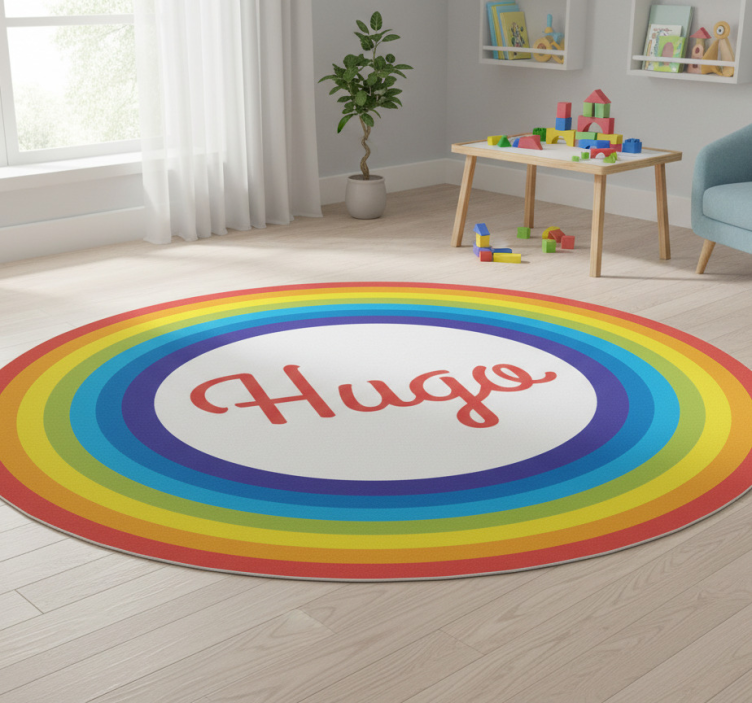 Kids vinyl rug rainbow circle personalized - TenStickers