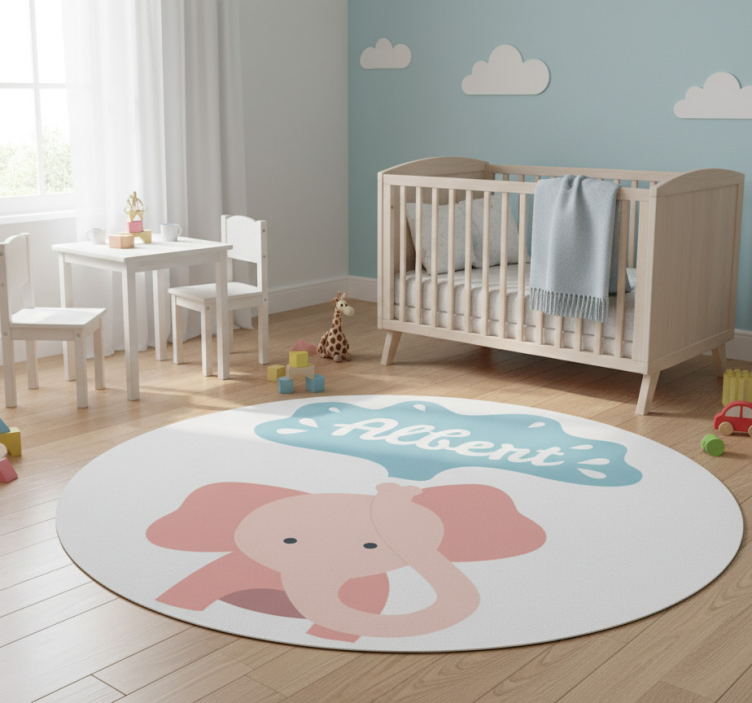 Kids vinyl rug baby elephant personalized - TenStickers