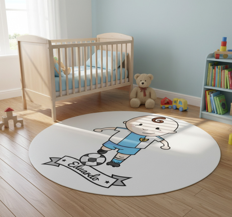 Kids vinyl rug personalized with football player name - TenStickers