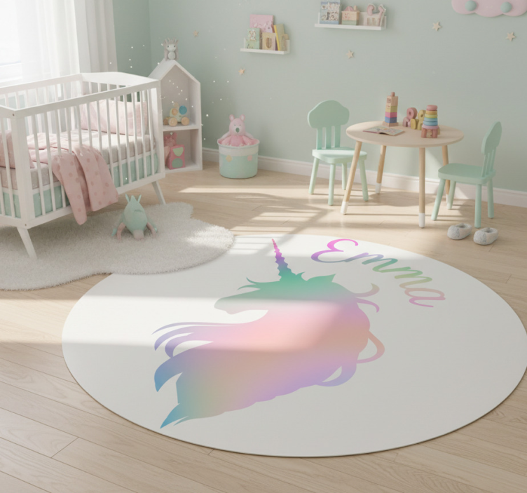 Kids vinyl rug customizable unicorn silhouette - TenStickers