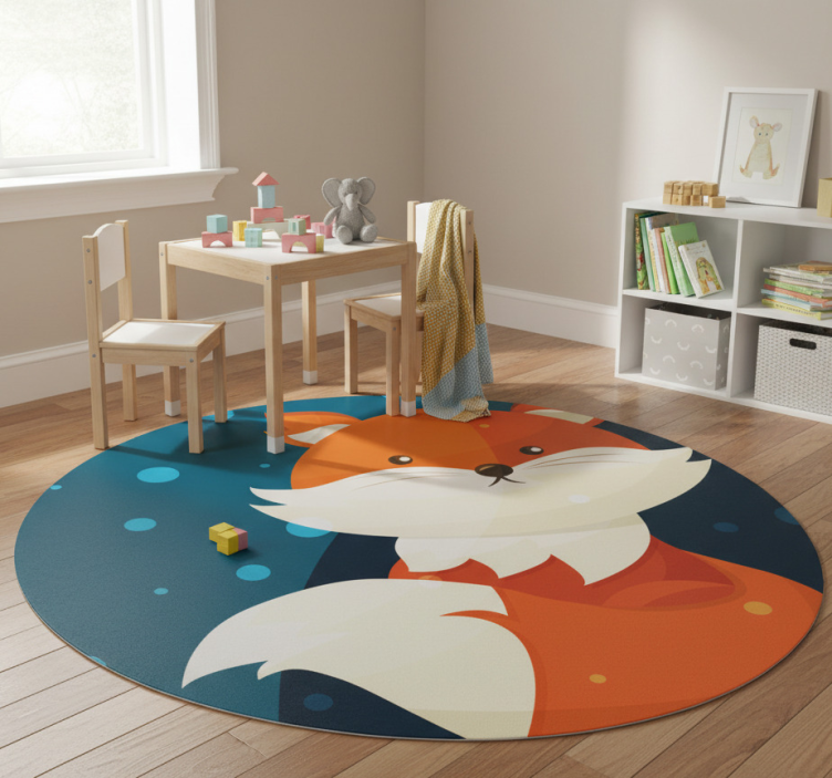 Kids vinyl rug cute fox design - TenStickers