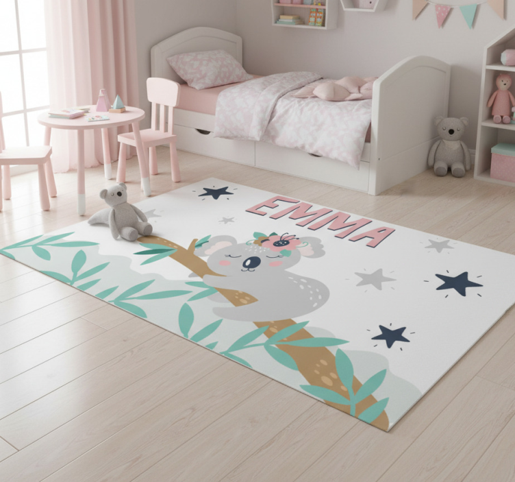 Kids vinyl rug cute koala for girl with name - TenStickers