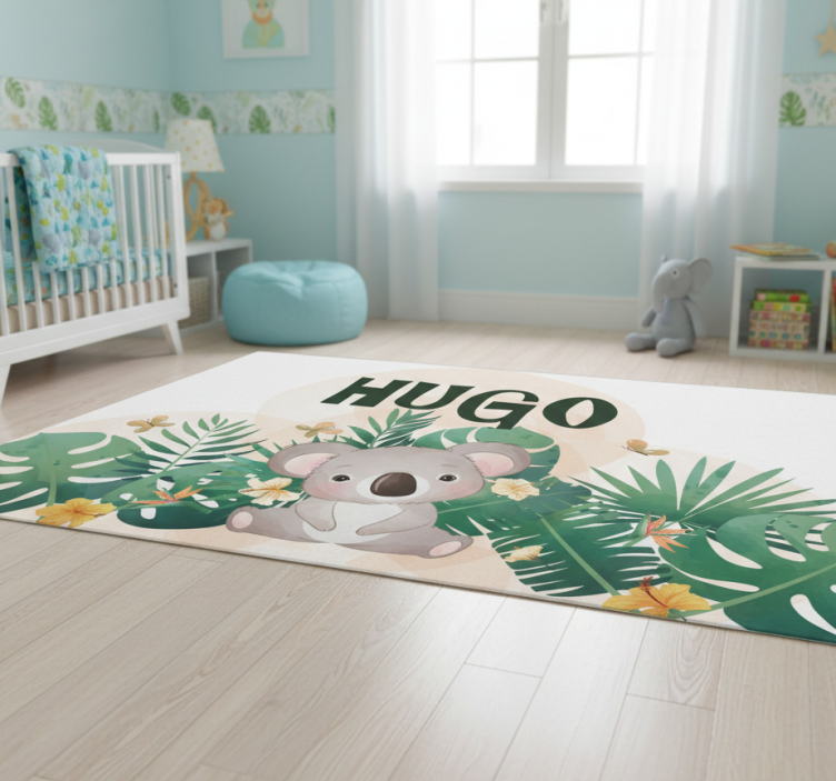 Kids vinyl rug cute koala personalized for boy - TenStickers
