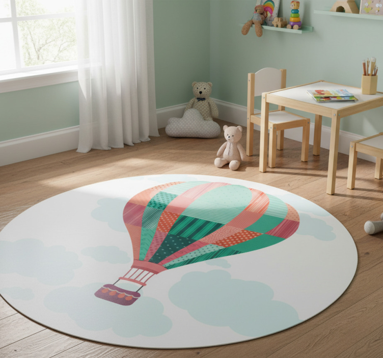 Kids vinyl rug patchwork hot air balloon - TenStickers