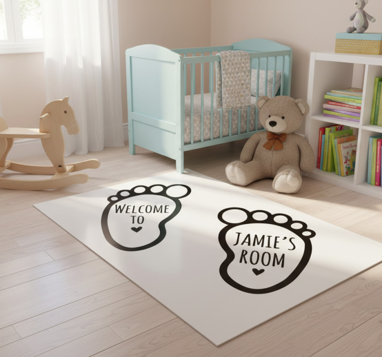 Kids vinyl rug with personalized baby feet - TenStickers