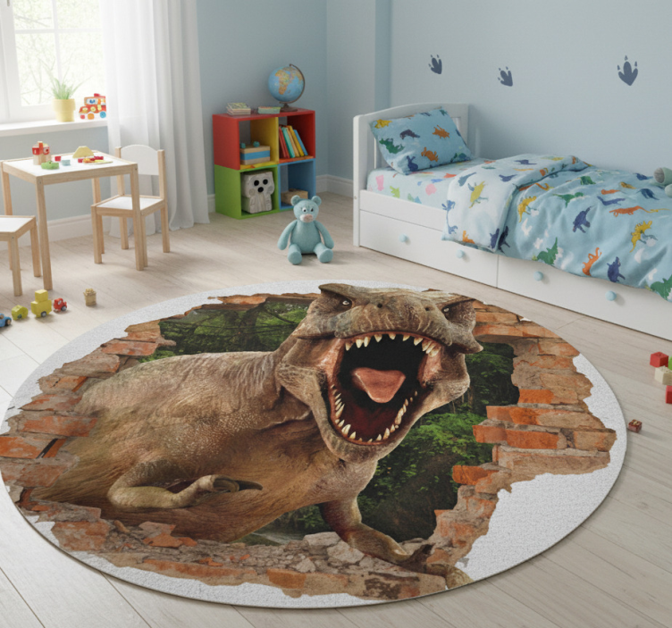 Kids vinyl rug 3d t-rex design - TenStickers