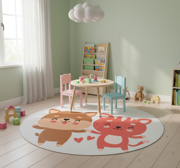 Kids vinyl rug dog friendship badge - TenStickers