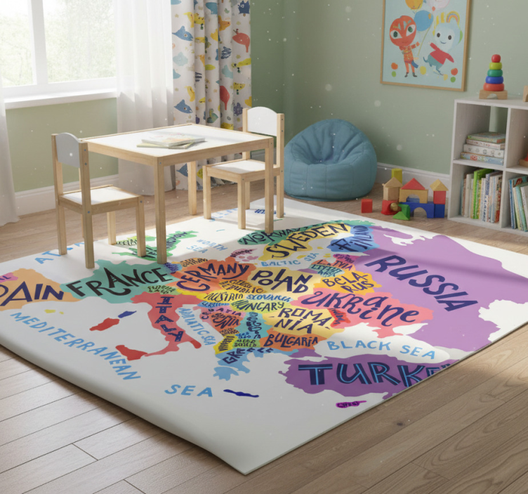 Kids vinyl rug europe map for children - TenStickers