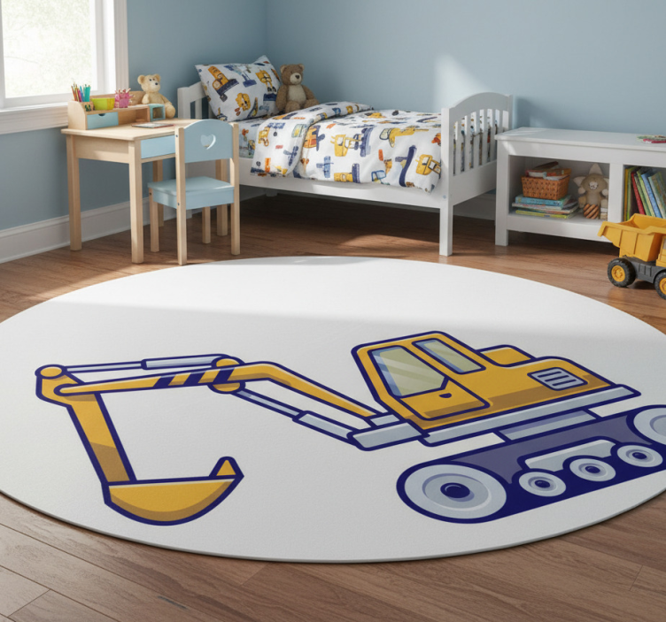 Kids vinyl rug excavator yellow design for kids - TenStickers