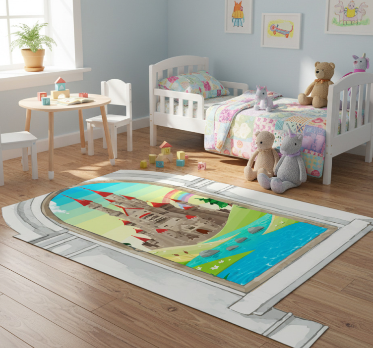 Kids vinyl rug fairy tale landscape - TenStickers