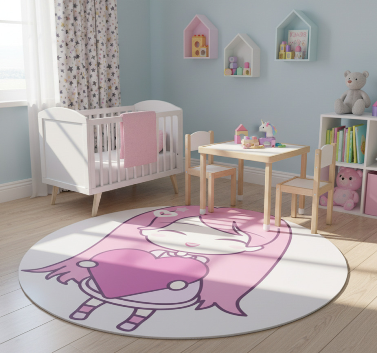 Kids vinyl rug featuring a loving anime girl - TenStickers