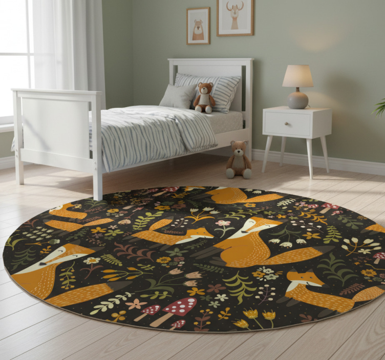 Kids vinyl rug featuring adorable foxes - TenStickers
