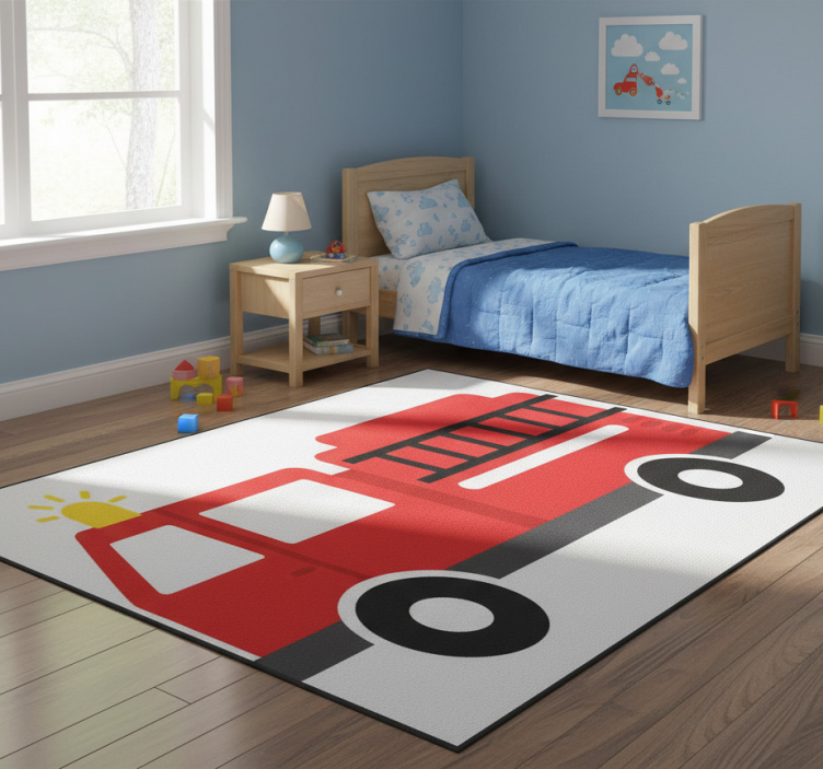 Kids vinyl rug fire truck - TenStickers