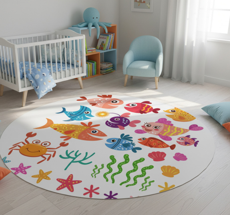 Kids vinyl rug colorful baby fish design - TenStickers