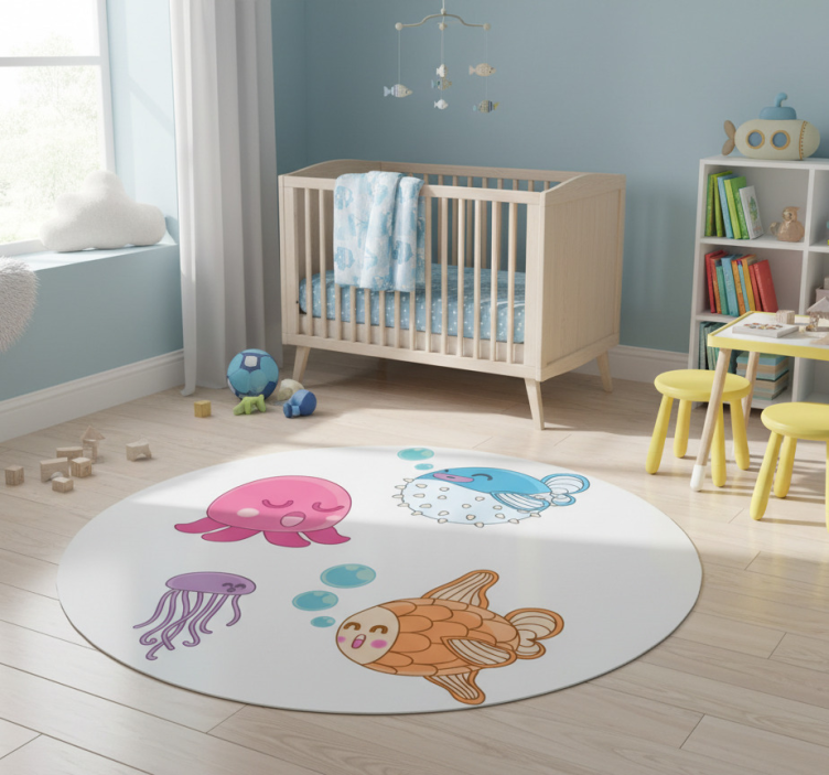 Kids vinyl rug fish illustration sticker - TenStickers