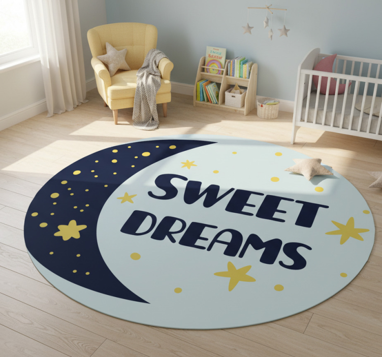 Kids vinyl rug for sweet dreams with moon and stars - TenStickers