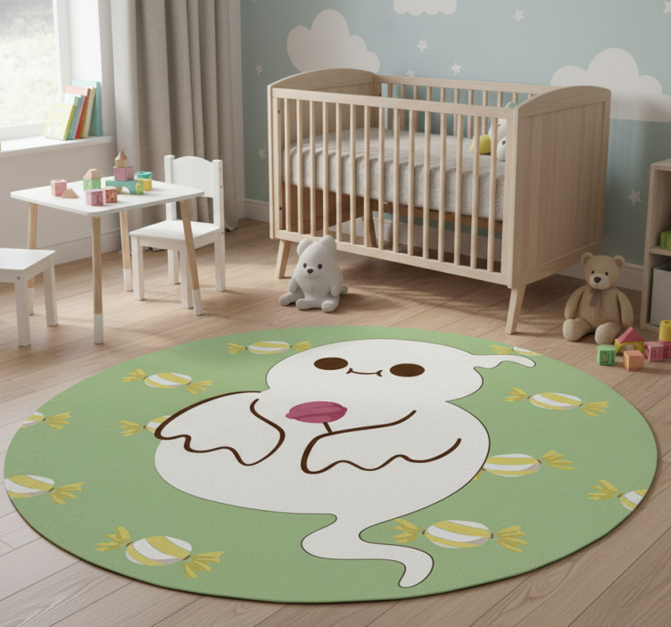 Kids vinyl rug fun ghost for children - TenStickers