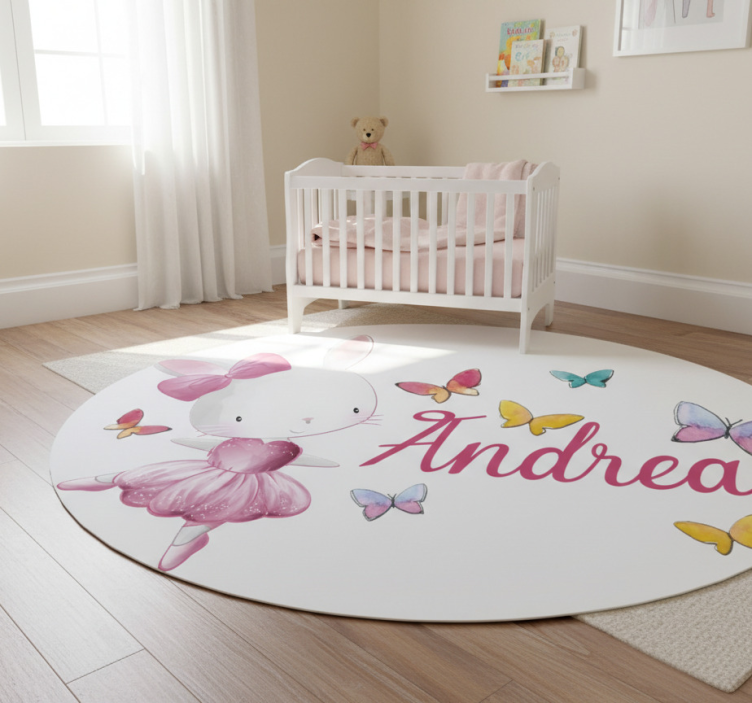 Kids vinyl rug girl dancing ballet with butterflies - TenStickers