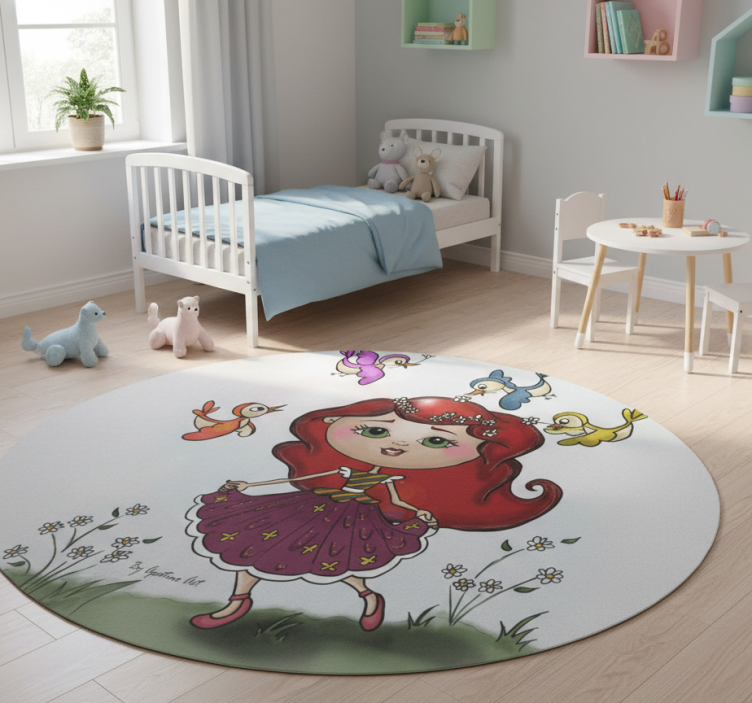 Kids vinyl rug girl in the countryside - TenStickers