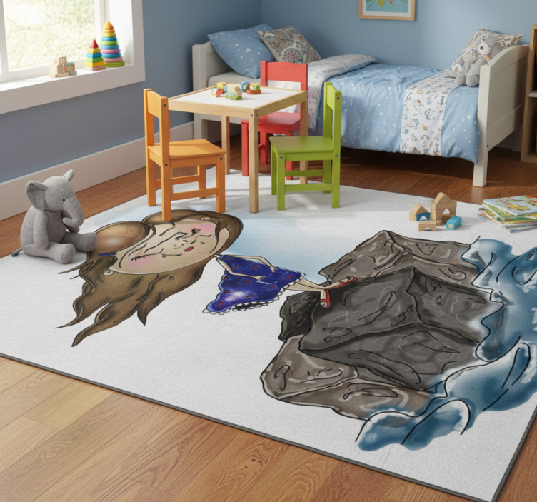Kids vinyl rug girl in the sea - TenStickers