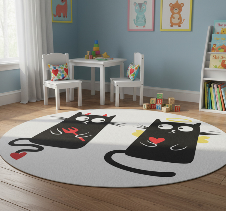 Kids vinyl rug good cat bad cat - TenStickers