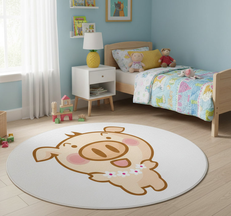 Kids vinyl rug featuring hawaiian pig design - TenStickers