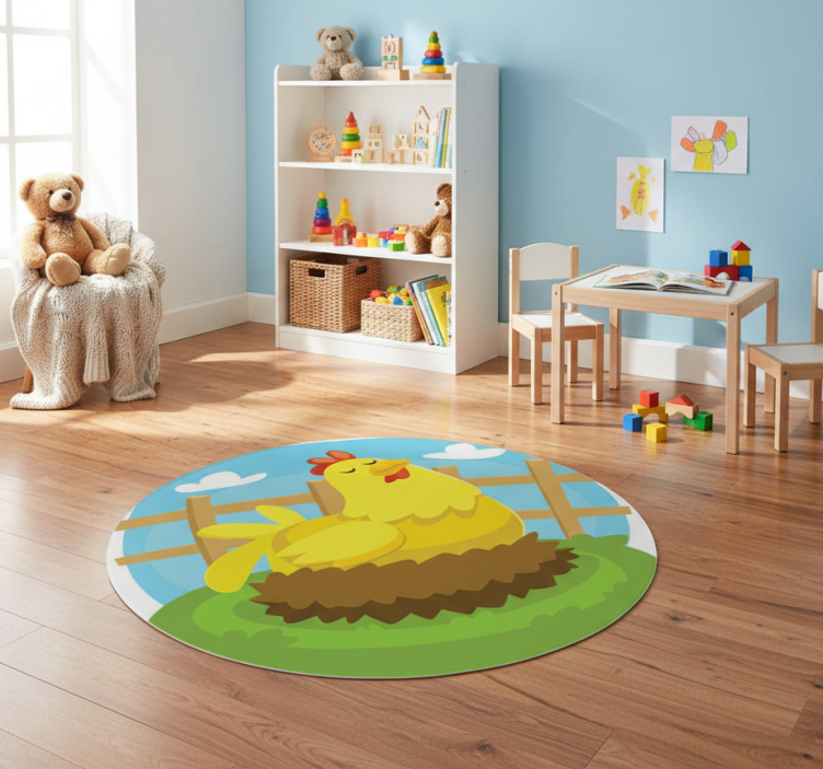 Kids vinyl rug laying hen design - TenStickers