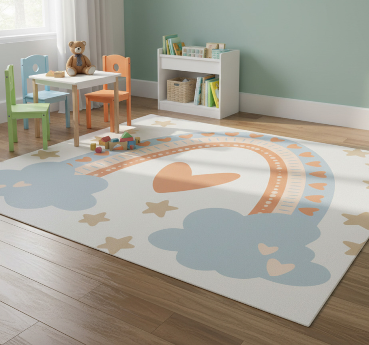 Kids vinyl rug in pastel rainbow colors - TenStickers