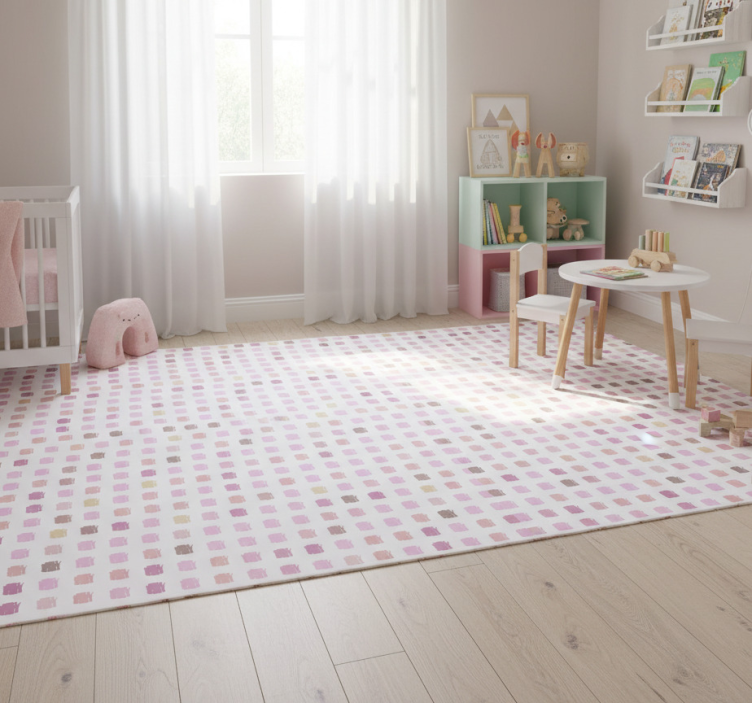Kids vinyl rug in pink brush stroke design - TenStickers