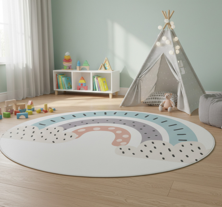 Kids vinyl rug in tricolour nordic rainbow - TenStickers