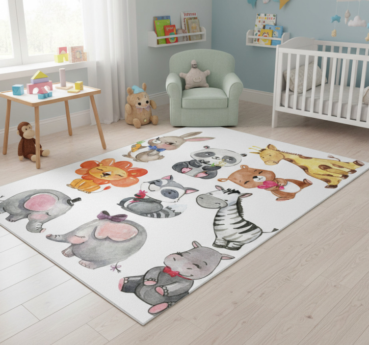 Kids vinyl rug jungle animal sticker sheet - TenStickers