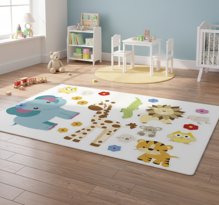 Kids vinyl rug jungle animal stickers - TenStickers