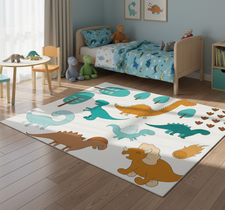 Kids vinyl rug jurassic landscape sticker - TenStickers