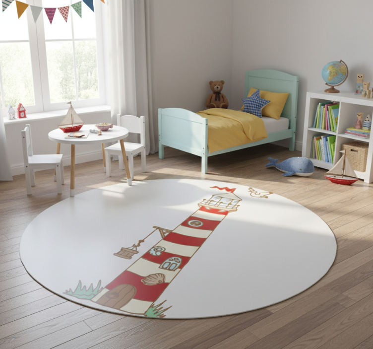 Kids vinyl rug with lighthouse design - TenStickers