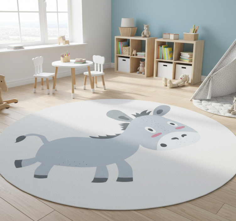 Kids vinyl rug grey donkey design - TenStickers
