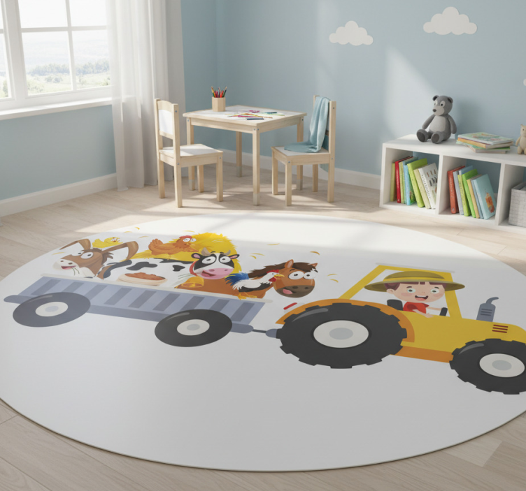 Kids vinyl rug little farmer with animals - TenStickers
