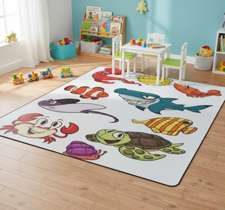Kids vinyl rug colorful fish set - TenStickers