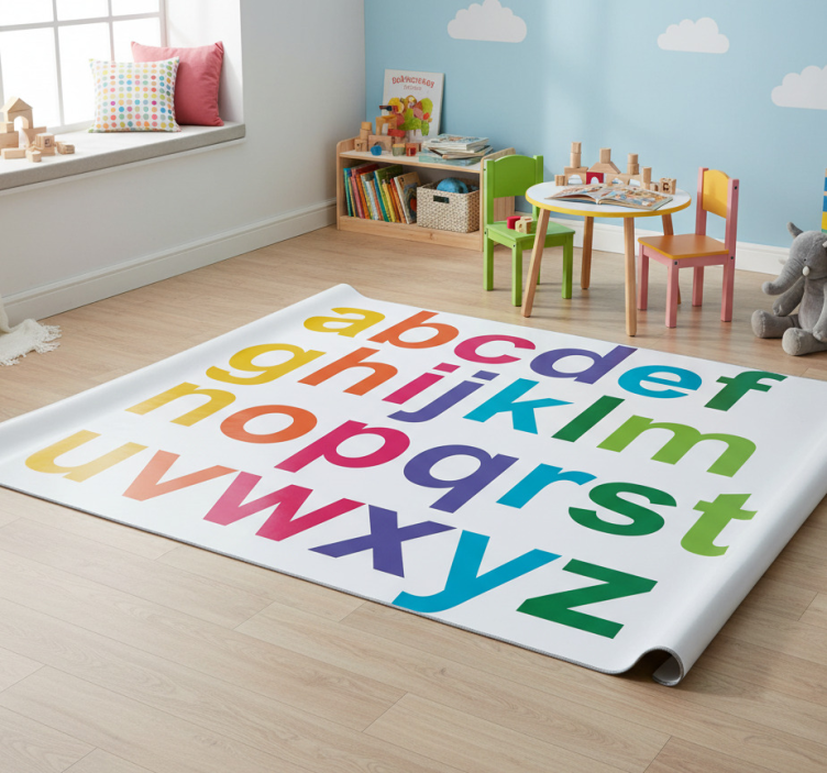 Kids vinyl rug minimalist color alphabet - TenStickers