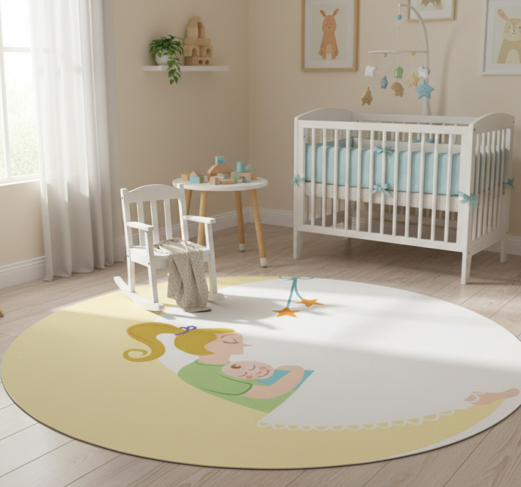 Kids vinyl rug mum and baby on the moon - TenStickers