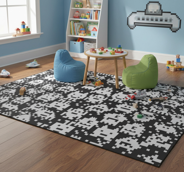 Kids vinyl rug featuring video game monsters - TenStickers